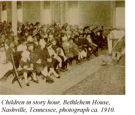 Children in story hour, Bethlehem House, Nashville, Tennessee, photograph ca. 1910.