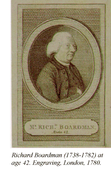 Richard Boardman (1738-1782) at age 42. Engraving, London, 1780.