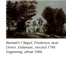 Barratt's Chapel, Frederica, near Dover, Delaware, erected 1780. Engraving. about 1866.