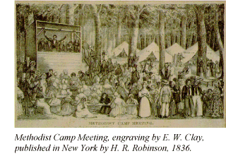 Methodist Camp Meeting, engraving by E. W. Clay, published in New York by H. R. Robinson, 1836.