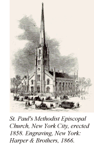 St. Paul's Methodist Episcopal Church, New York City, erected 1858. Engraving, New York: Harper & Brothers, 1866.