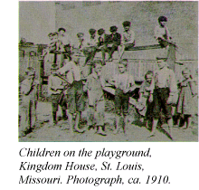 Children on the playground, Kingdom House, St. Louis, Missouri. Photograph, ca. 1910.
