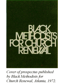 Cover of prospectus published by Black Methodists for Church Renewal, Atlanta, 1972.